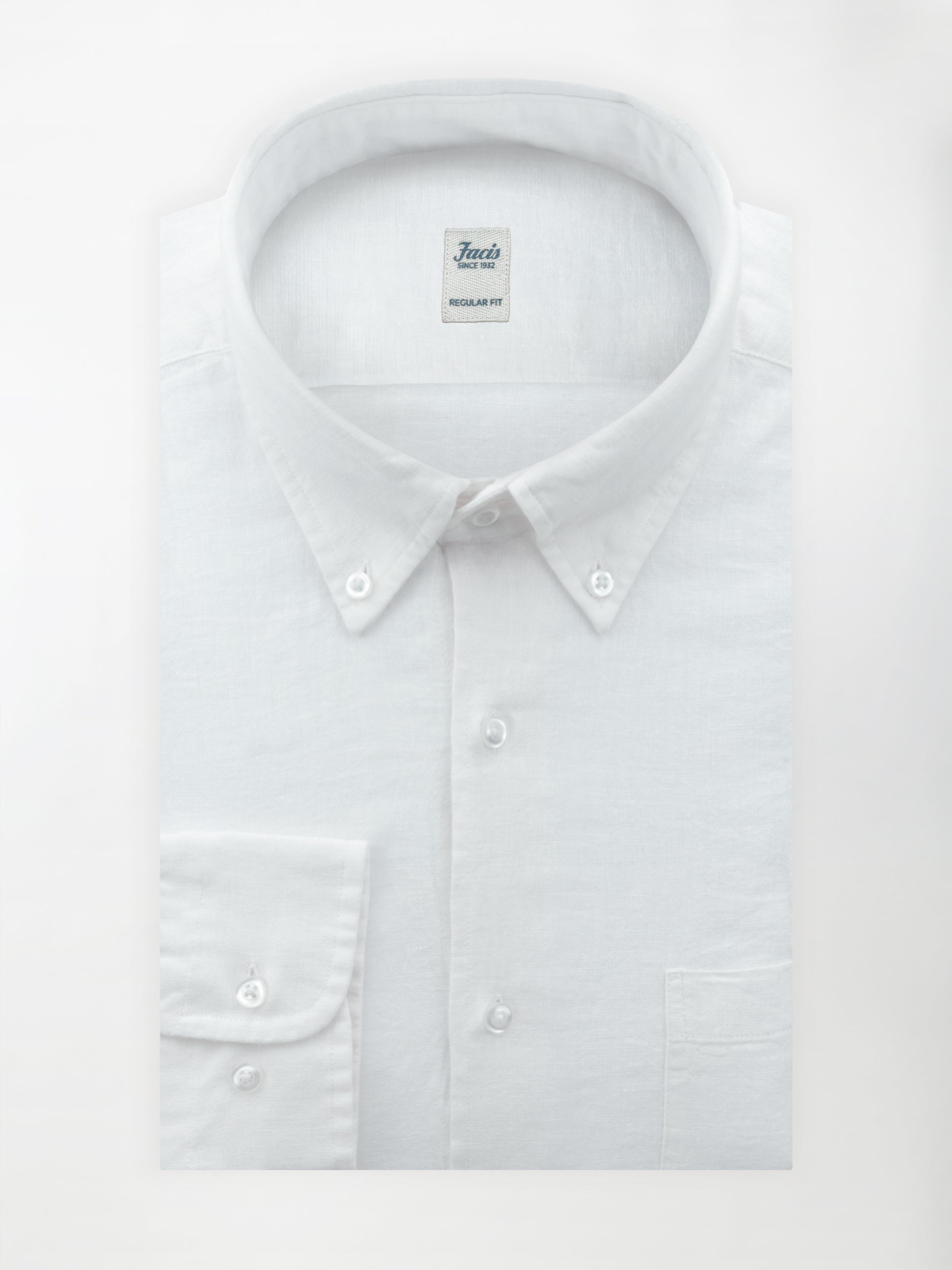 Camicia in Lino e Cotone con Collo Button down - color Bianco - Regular fit image 0