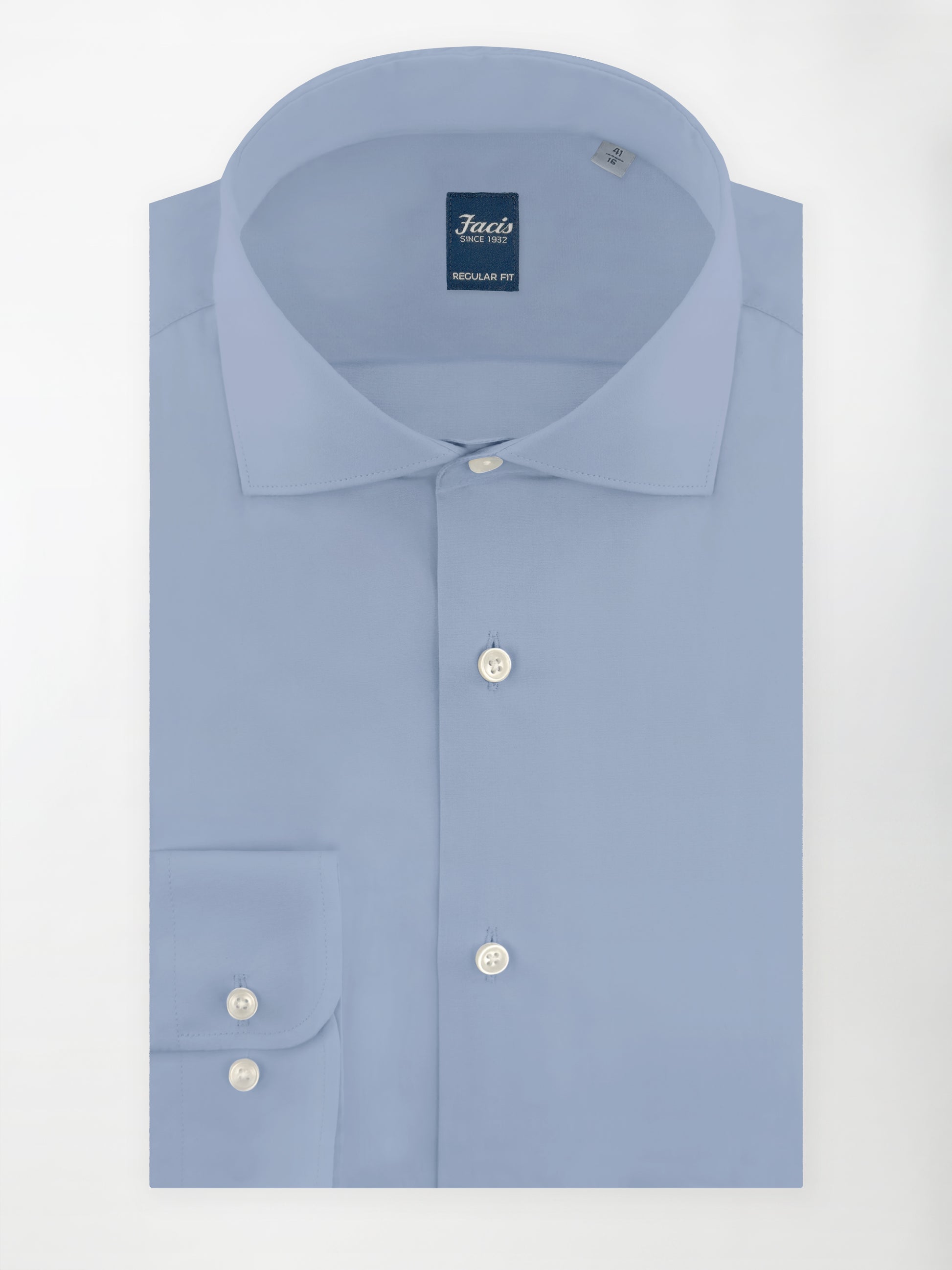 Camicia Collo Francese Color Azzurro - Regular Fit - Cotone Popeline image 0