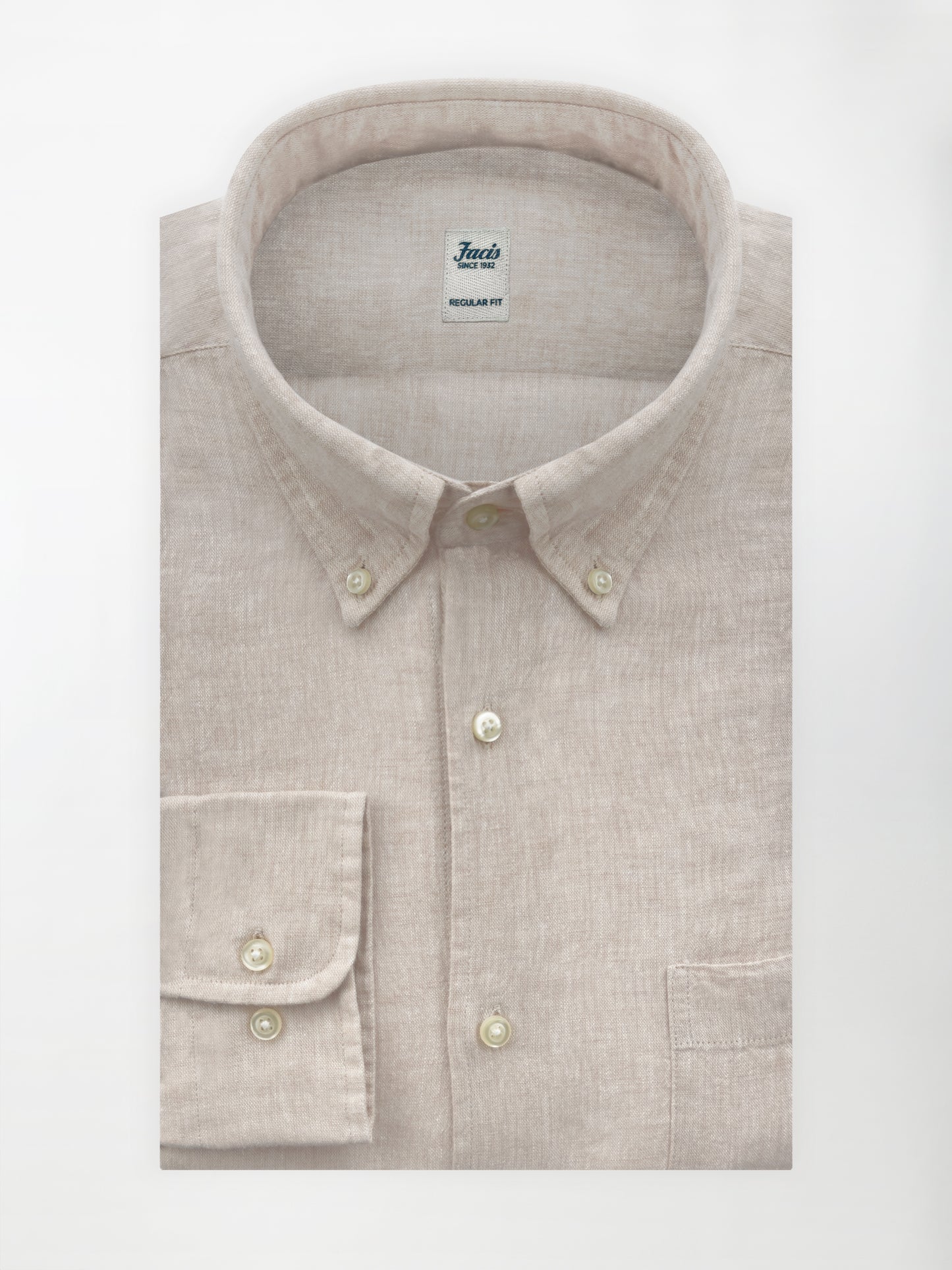 Camicia in Lino e Cotone con Collo Button down - color Sabbia - Regular fit image 0