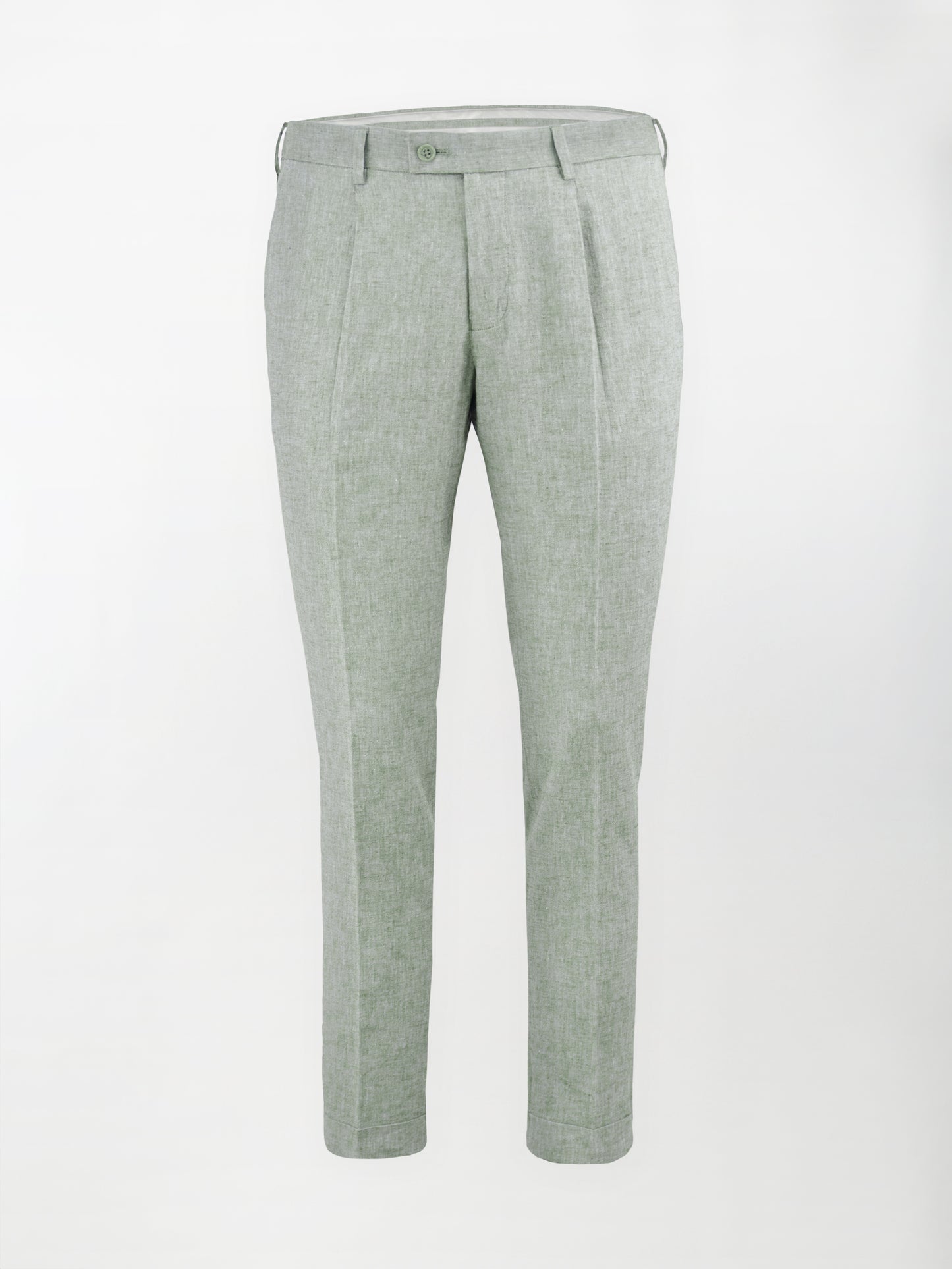 Pantalone sportivo in Lino-Cotone lavato - color Verde - Slim fit image 0