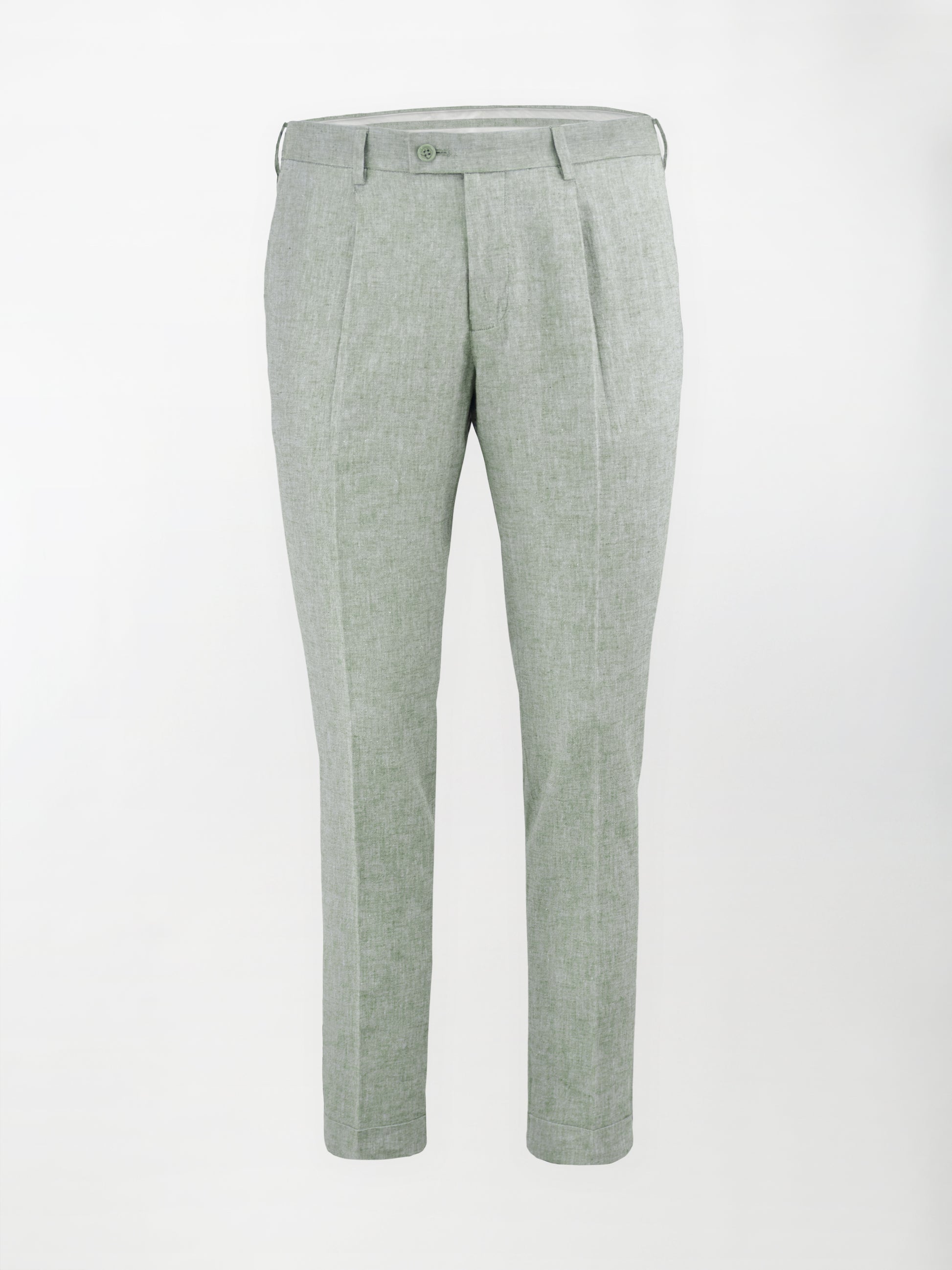 Pantalone sportivo in Lino-Cotone lavato - color Verde - Slim fit image 0
