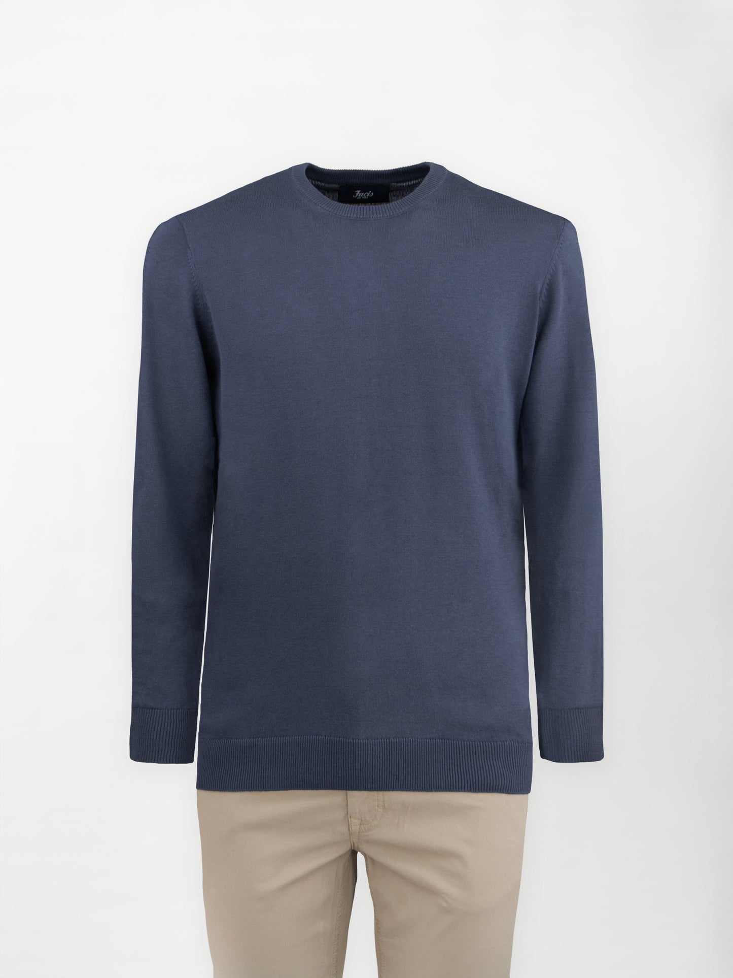 Maglia girocollo in puro cotone - color Blu denim image 1