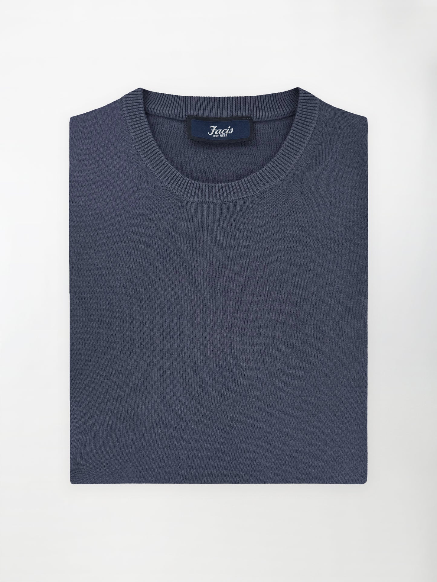Maglia girocollo in puro cotone - color Blu denim image 0