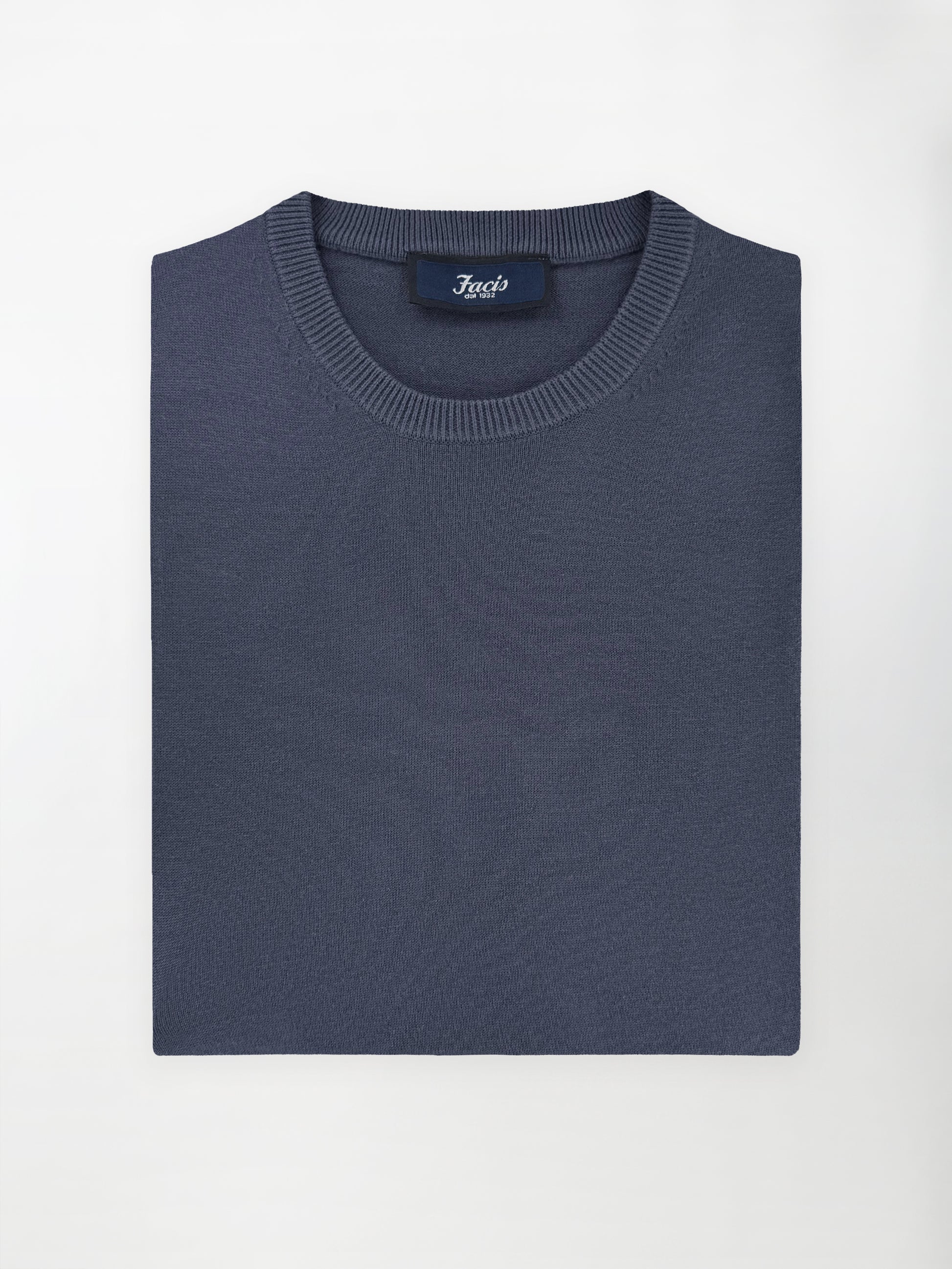 Maglia girocollo in puro cotone - color Blu denim image 0
